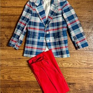 Gant Madras • Vintage • Boys • Size 12 • Plaid • Blue/Red • Blazer & Pants Set